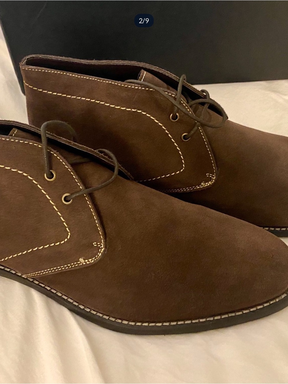 French Connection Brown Suede Chukka Boots with Contrast Stitching